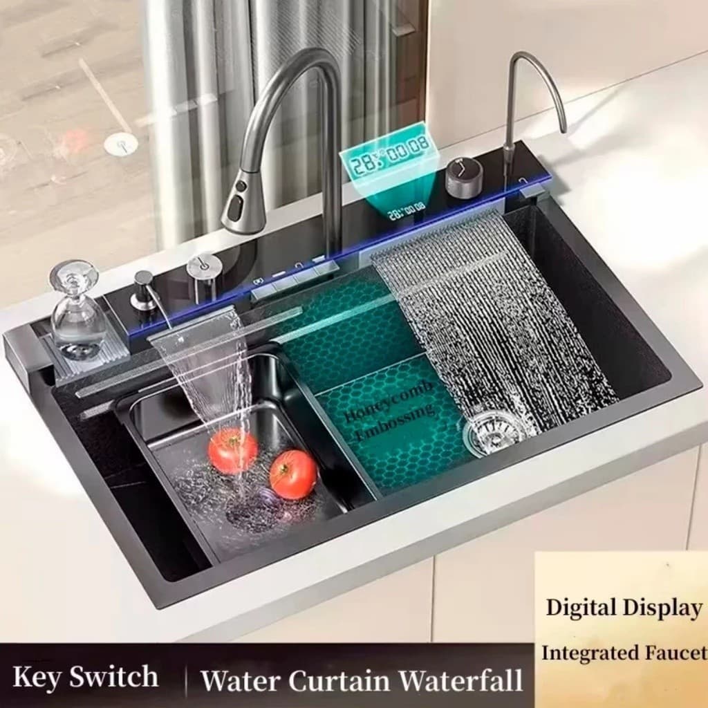 Pia De Cozinha Cuba Em Aço Inox 304 Com Acessórios, Cascata Smart Multifuncional - Pia Inteligente Premium