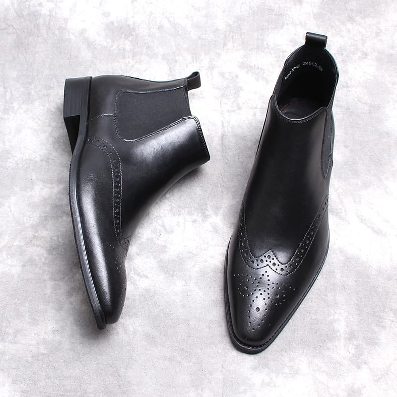 Bloco de sapatos de couro de alta qualidade Martin botas masculinas botas de couro britânico esculpidas botas masculinas