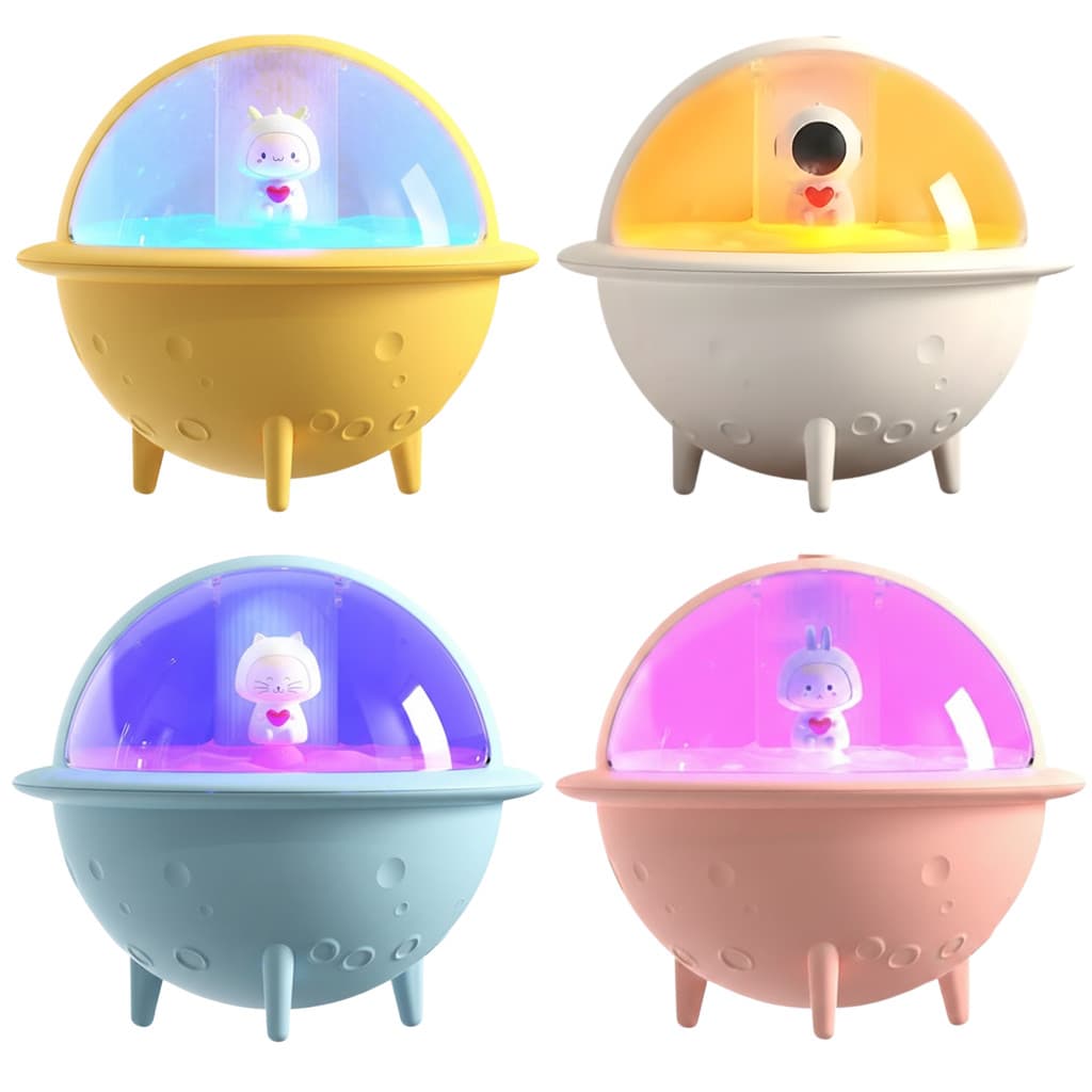 Umidificador de Ar Astronauta USB 350ml Névoa Fria LED Colorido Portátil