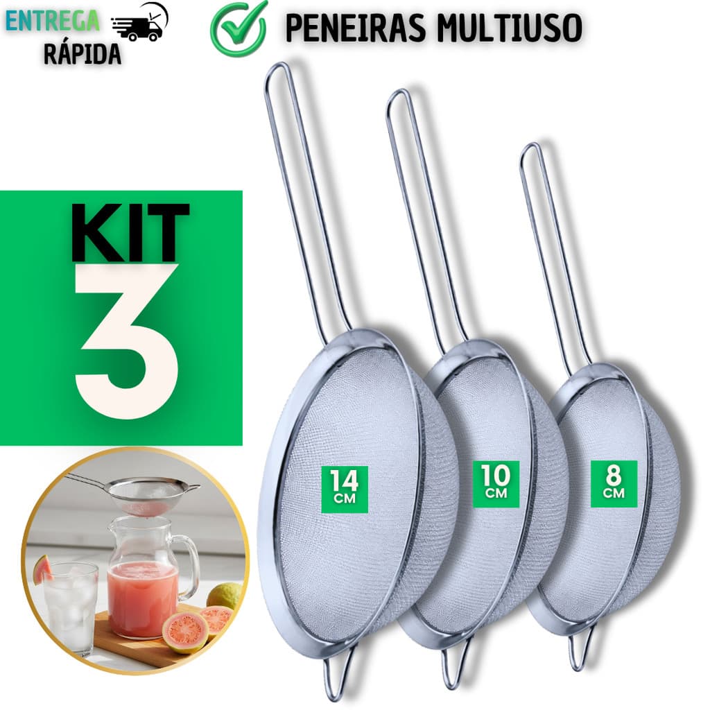 3 Peneiras Coador De Peneiras Aço Inoxidável Para Cozinha Peneira De Cozinha