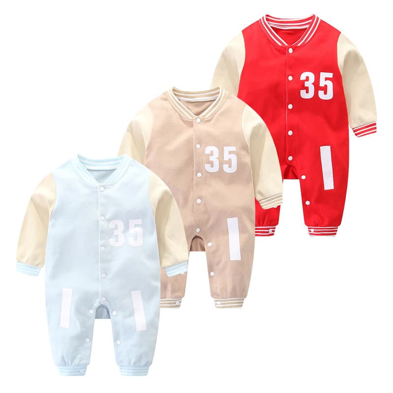 Macacão de bebê outono manga comprida puro algodão macacão masculino feminino bebê cem dias para fora primavera outono r