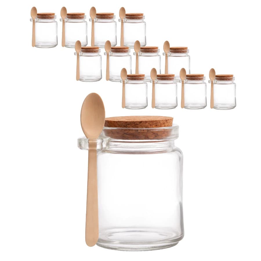KIT 10 PORTA TEMPEROS CONDIMENTOS EM VIDRO SALEIRO COLHER BAMBU E TAMPA ROLHA
