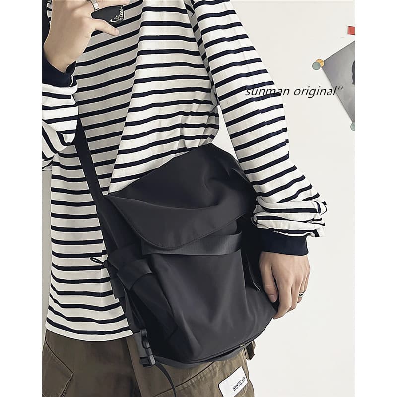 Bolsa mensageiro japonesa simples masculina estilo funcional bolsa mensageiro Street Wear bolsa de ombro masculina de gr