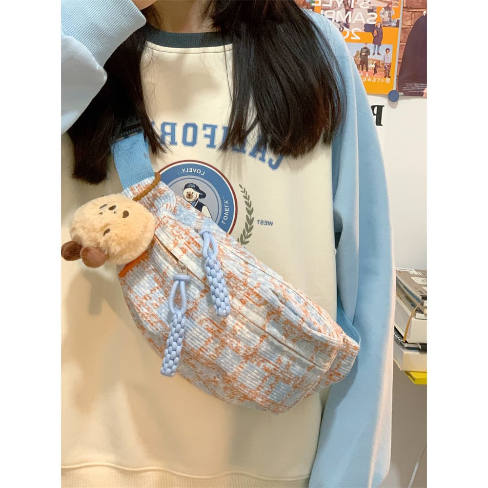 Aigu All-Match xadrez menina saco do mensageiro nicho Casual Commuter viagem saco de peito estudante universitário leve