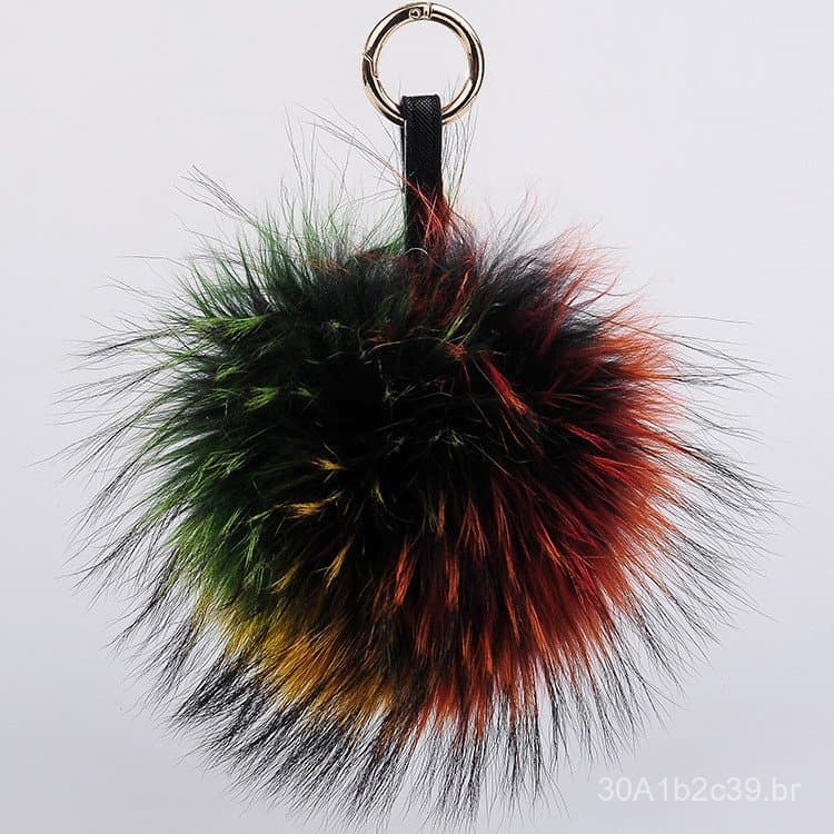 Pingente de bola de pelo de guaxinim, acessório para bolsa, ornamento para chaveiro, pingente de bolsa coreano, decoraçã