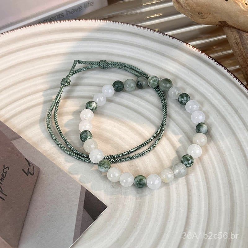 Pulseira de contas verde estilo vintage, modelo novo de 2023 para mulheres, pulseira de corda simples, joia, presente pa