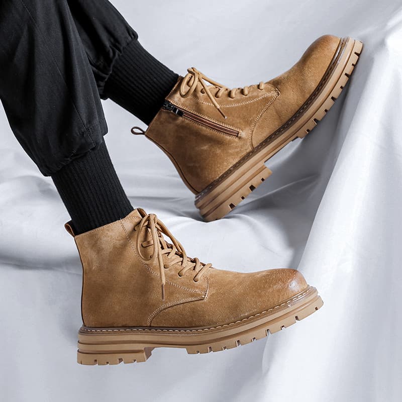 Martin botas masculinas britânicas de alta qualidade sapatos de couro camurça couro genuíno zíper botas curtas 2023 novo