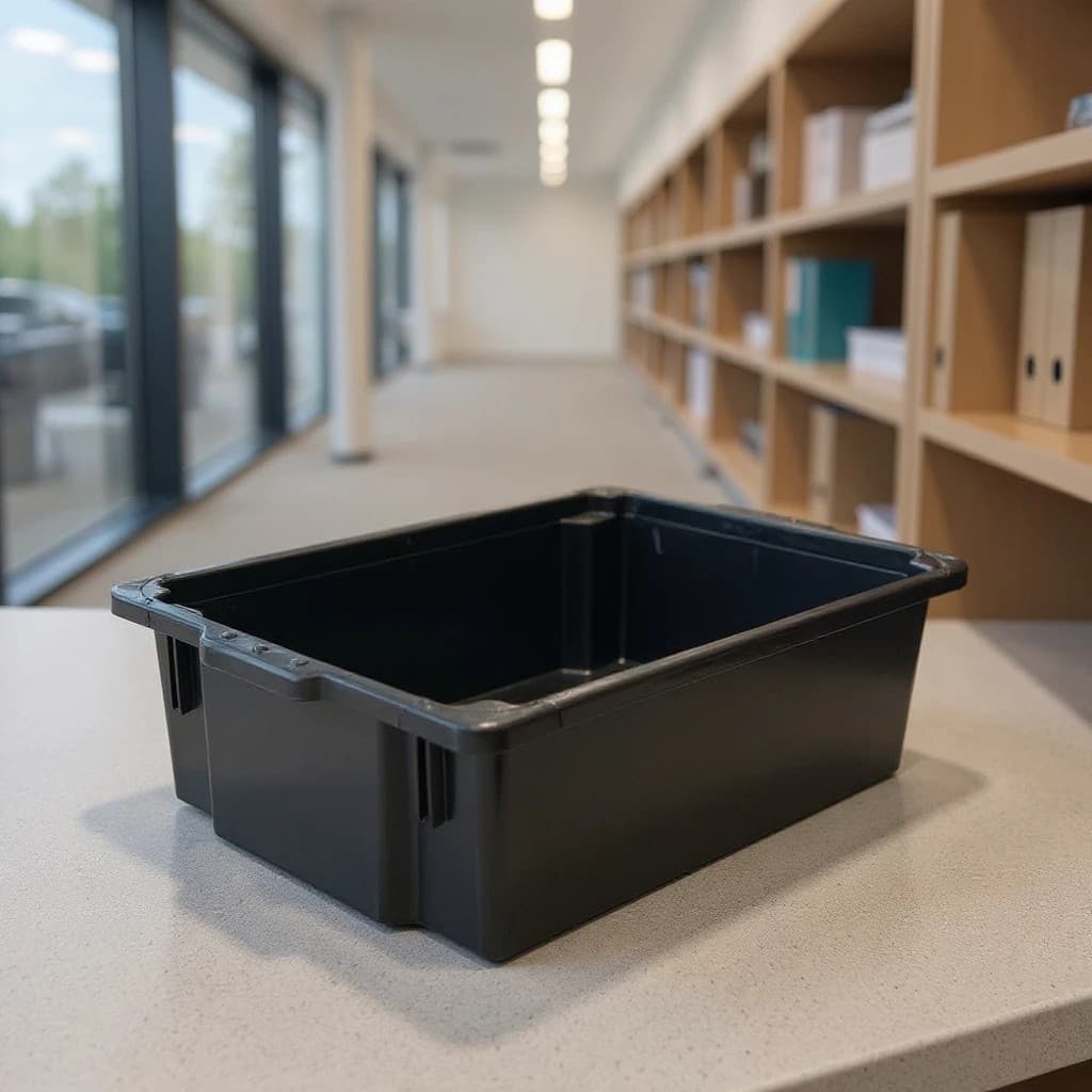 Organizador Armazenador Plástico Preto Retangular 40L Tampa Trava Caixa Resistente