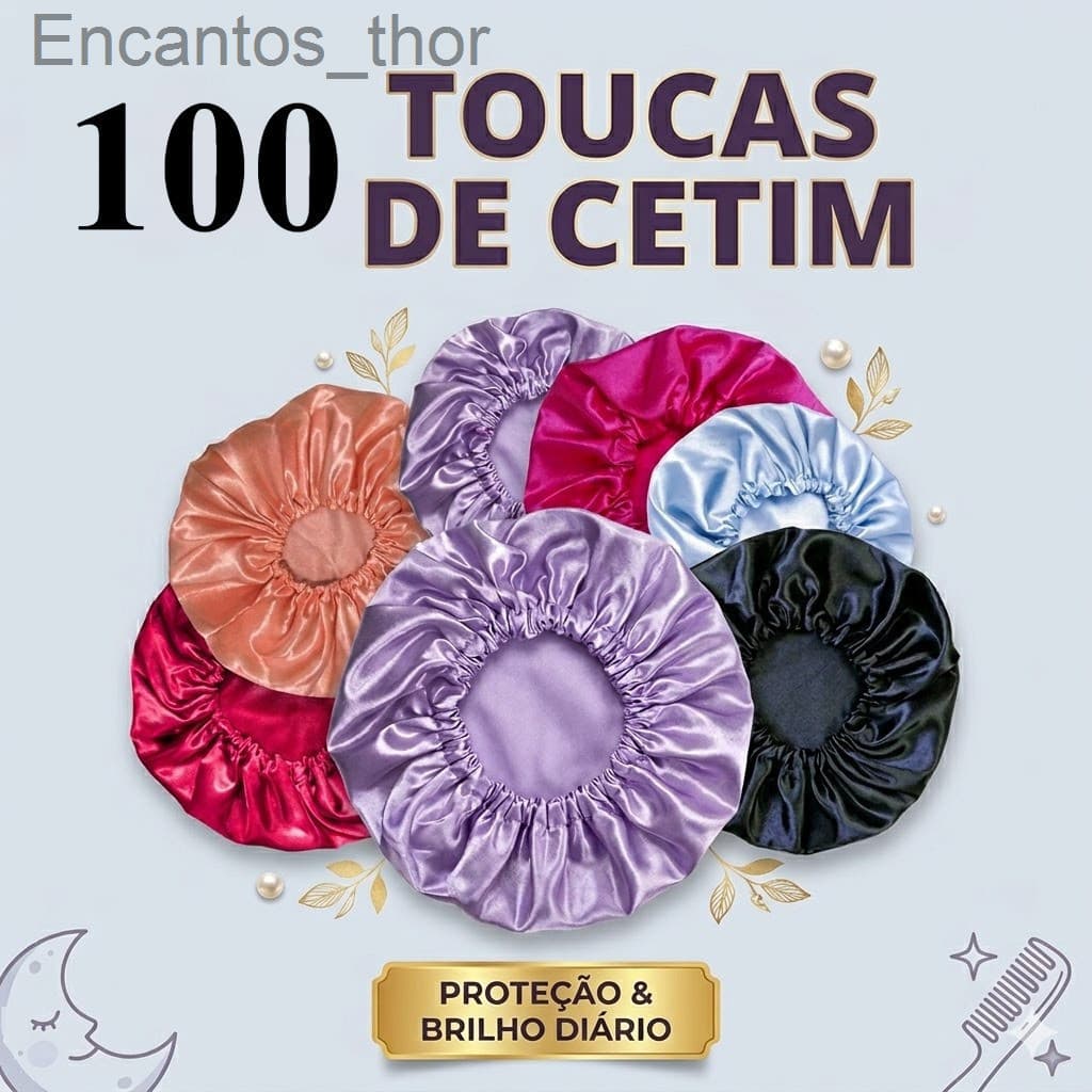 Kit com 100 toucas de cetim antifrizz - Para RevenderQGMS