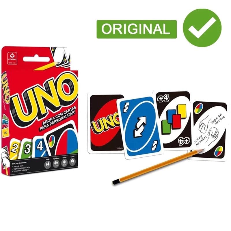 4 Kit UNO Original – Mais Jogadores/ Mais Diversão / Jogo Rápido e Viciante para Família e Amigos