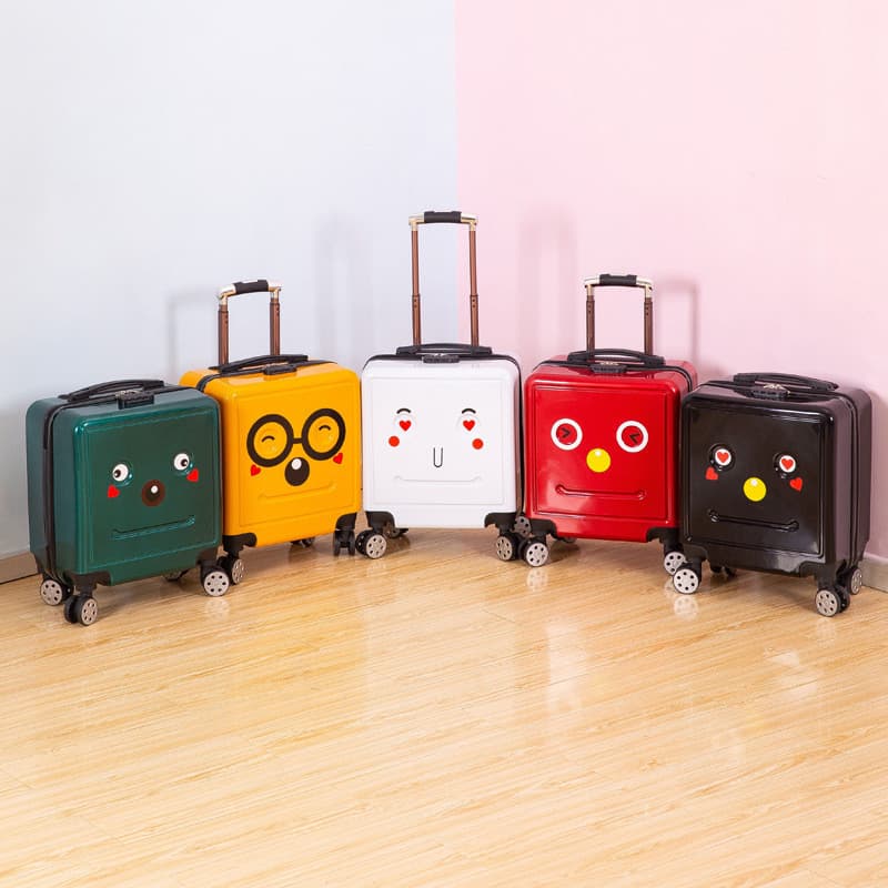 20 novo estilo bagagem dos desenhos animados robô crianças mochila rosto sorridente crianças trole caso de embarque caso