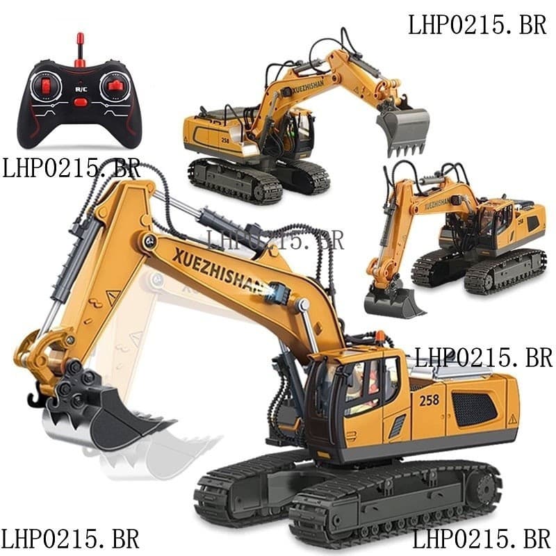 Ykwjjj Alloy Bulldozer 2.4G Carro de controle remoto sem fio Escavadeira de 11 vias com música leve Brinquedos de simula