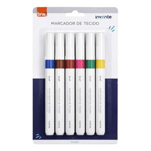 Kit Caneta para Tecido 6 Cores – Atóxica, Permanente e Resistente à Água para Uniformes e Artesanato