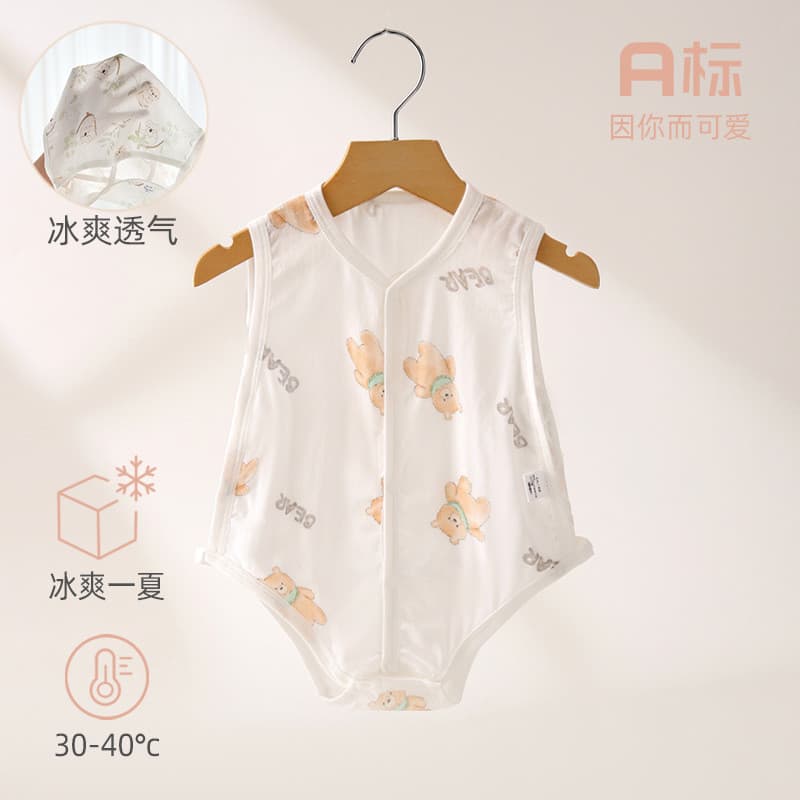 Bebê bebê Pipa bebê macacão verão fino bambu algodão gaze roupas do bebê sem mangas colete macacão do bebê