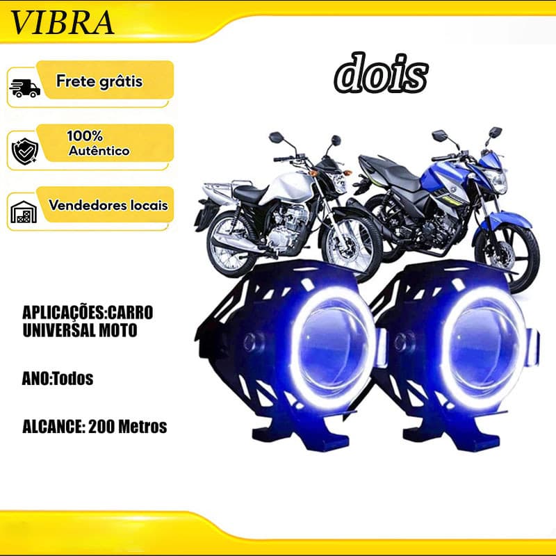 Par De Faróis De Neblina Auxiliares LED Mini U7 Para Uso Universal-Forte E Poderoso-Motocicleta-Carro