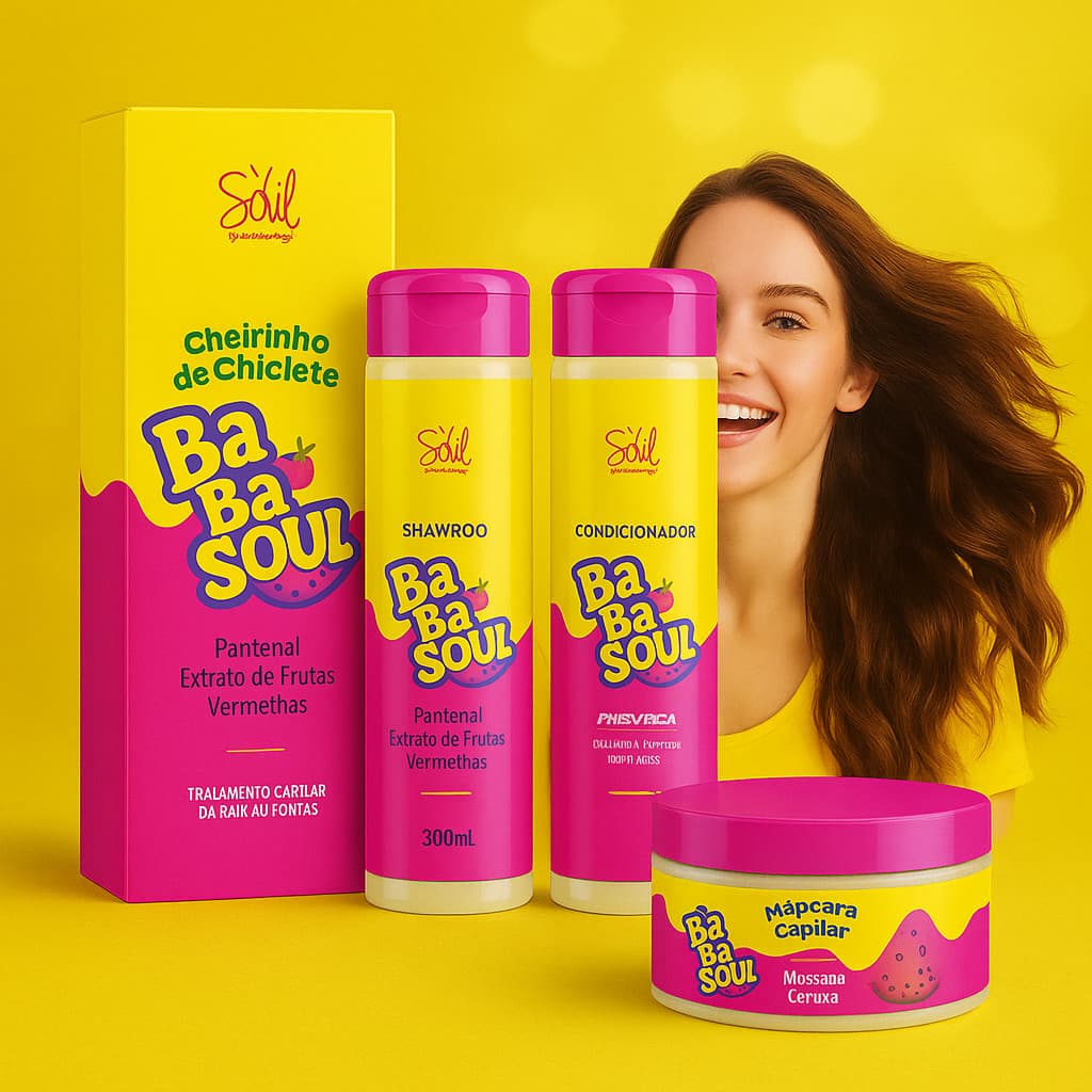 Kit Capilar Shampoo + Condicionador + Mascara Capilar cheirinho de babalu 300ml Babasoul.