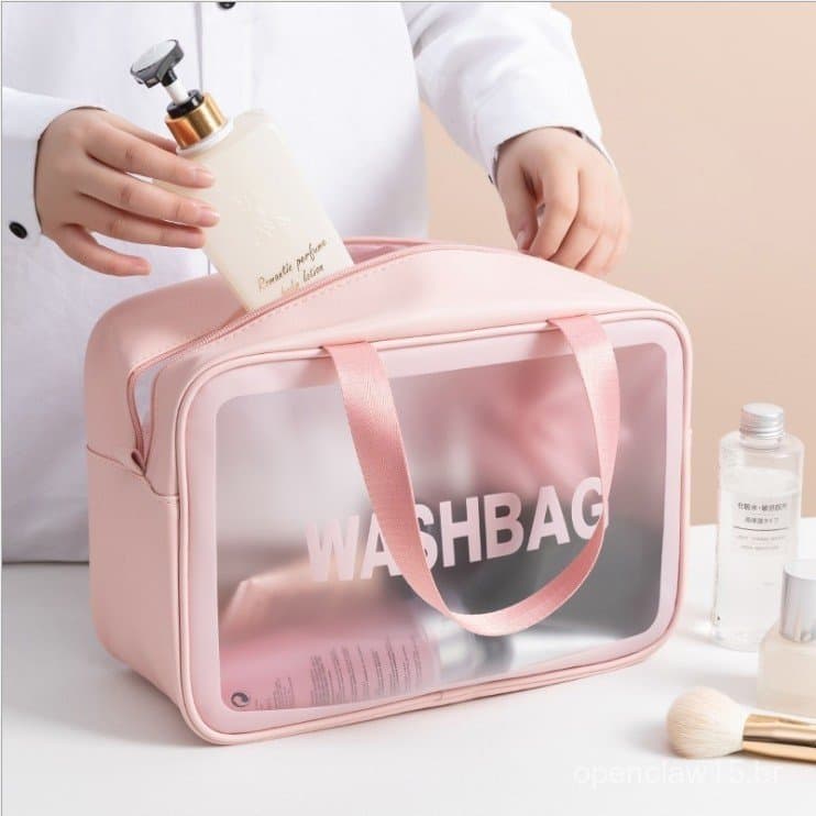 Bolsa de Maquiagem Transparente em PU Fosco, Estilo Coreano, Bolsa de Viagem Portátil para Artigos de Higiene, Atacado,
