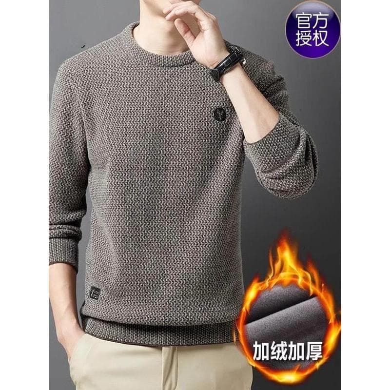 Forro de lã engrossado camisola de Chenille masculino 2023 outono inverno novo estilo em torno do pescoço camisola quent