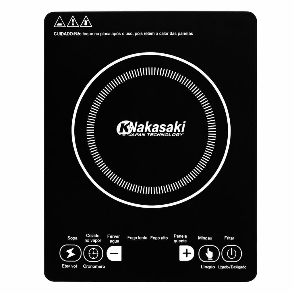 Cooktop Fogão De Indução 2300w 1 Boca Portátil Painel de Vidro Touch 7 Funçoes Luxo