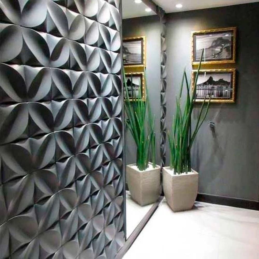Placas Revestimento PVC 3d Preto e Branco De Parede Decorativa 25x25 cm Vários Kits Parede Grandes