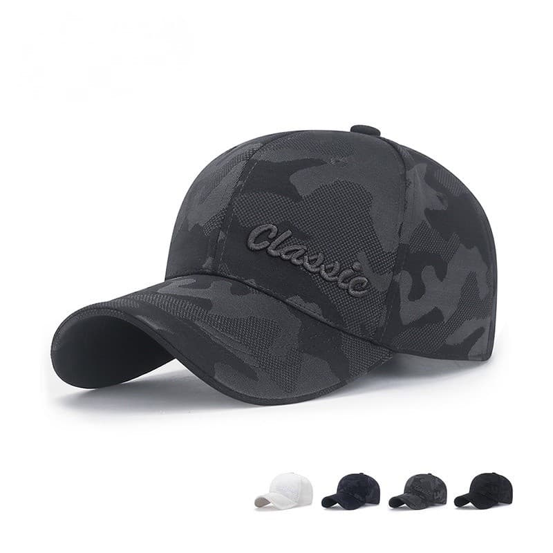 Boné de Beisebol de Tecido Camuflado para Primavera e Outono, com Bordado Tridimensional Natural, Boné Casual para Prote