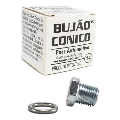 Bujão Cônico com arruela para carter Espanado 14mm Fiat Gm