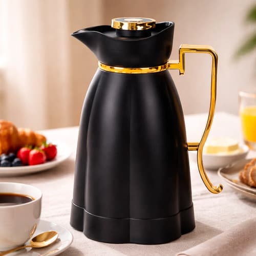 Garrafa Térmica Preta Luxo 1 Litro Café Chá Botão Click Hotel Home