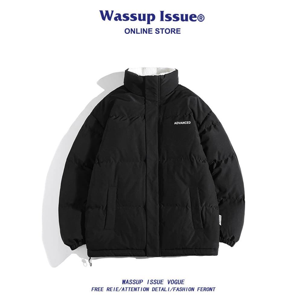WASSUP ISSUE Jaqueta de lã de cordeiro masculina inverno Street Wear jaqueta acolchoada jaqueta acolchoada espessada esc