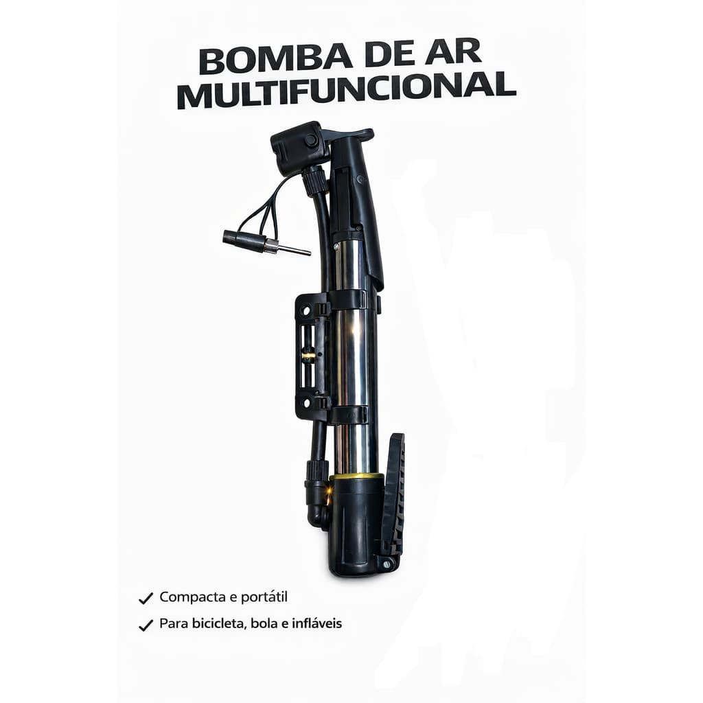 Bomba de Ar Compacta Multifunção Adaptadores Bike Infláveis