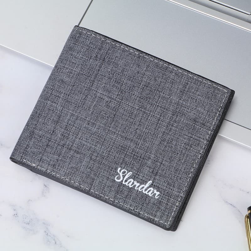 Carteira masculina curta novo estilo lona Street Wear simples jovens estudantes do ensino médio Ultra-fino único pequena