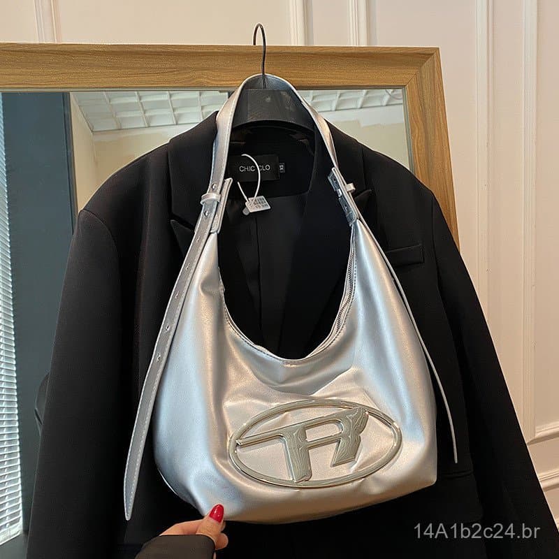 Bolsa de grande capacidade para ir ao trabalho, nova bolsa tote plissada da moda outono/inverno 2026, bolsa de ombro ele