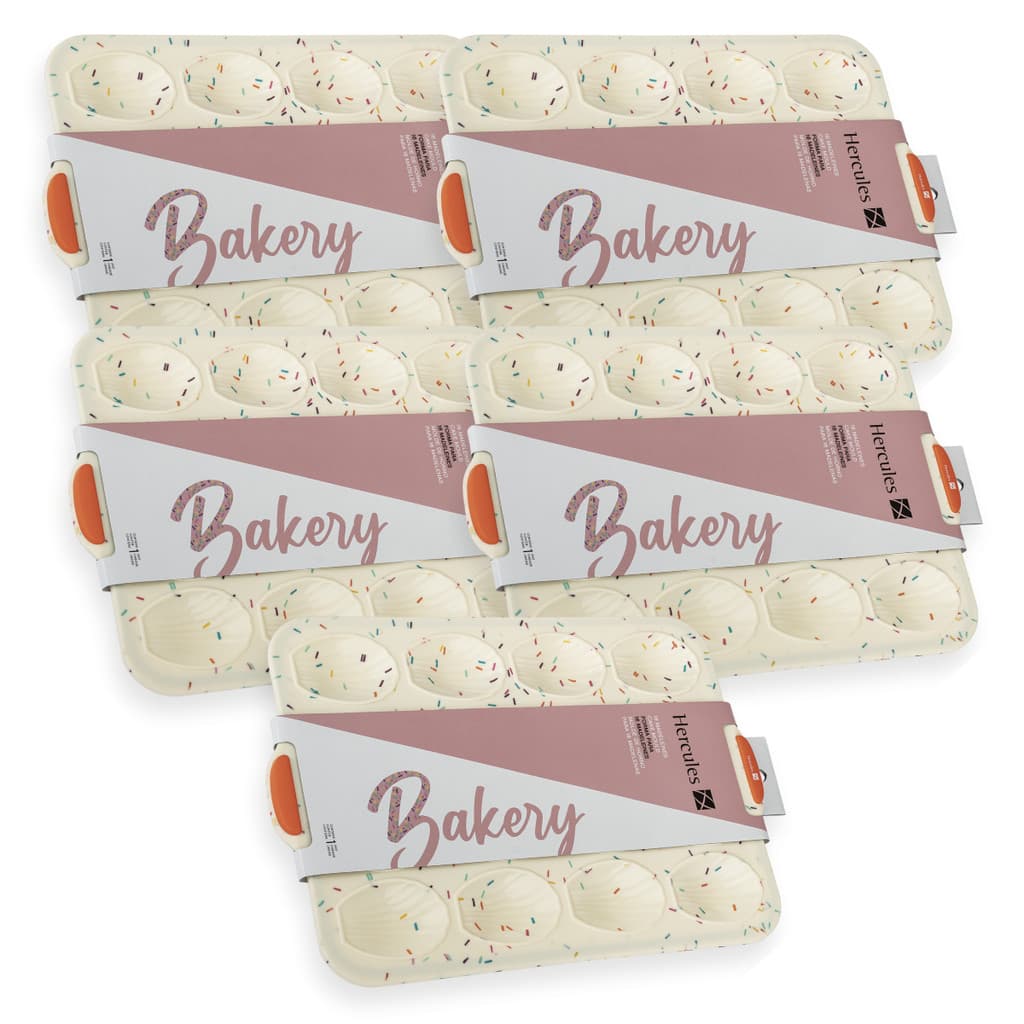 Kit c/ 5 Formas Silicone para 16 Madeleines Bakery Hercules