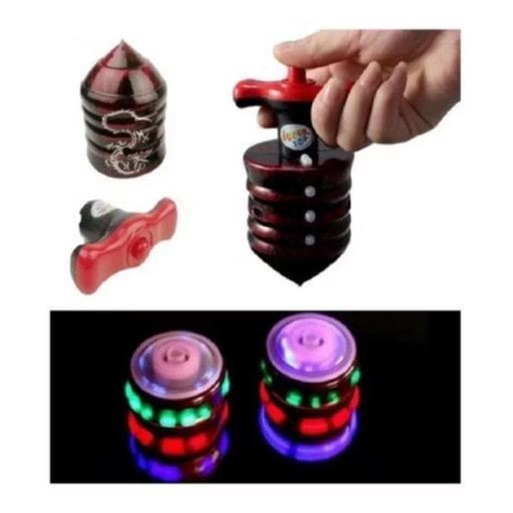 Pião Musical Luminoso Com Lançador Automatico Piao Com Luz e Som Laser Brinquedo Infantil para Meninos e Meninas