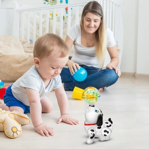 Brinquedo Interativo Cachorrinho Dançarino Luzes Led Movimento Rotação 360 Infantil