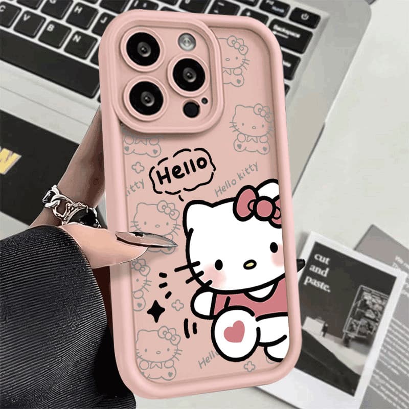 Capinha Capa de silicone Anti-impacto Hello Kitty para Moto G04S G24 E14 G22 G30 G34 G53 G54 G84 Edge 60 4G 5G