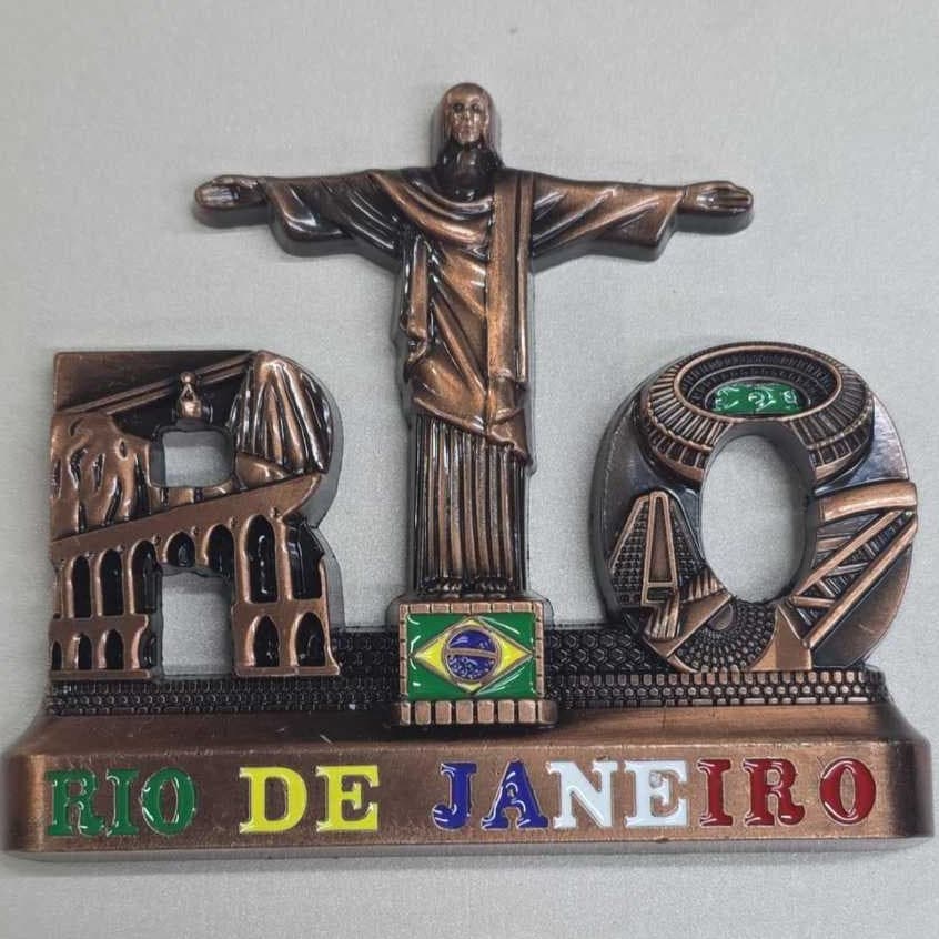 Imã Geladeira Metal Rio De Janeiro Brasil Lembrança Coleção Pronta Entrega