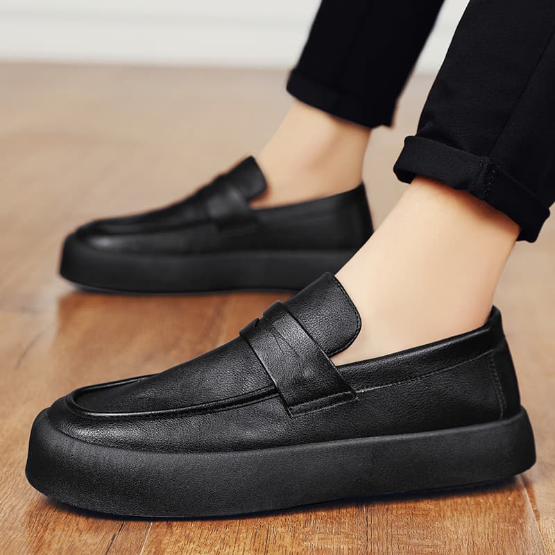 Sapatos de Chef masculinos de sola grossa à prova d'água antiderrapante sapatos de couro capa pés mocassins casuais sapa