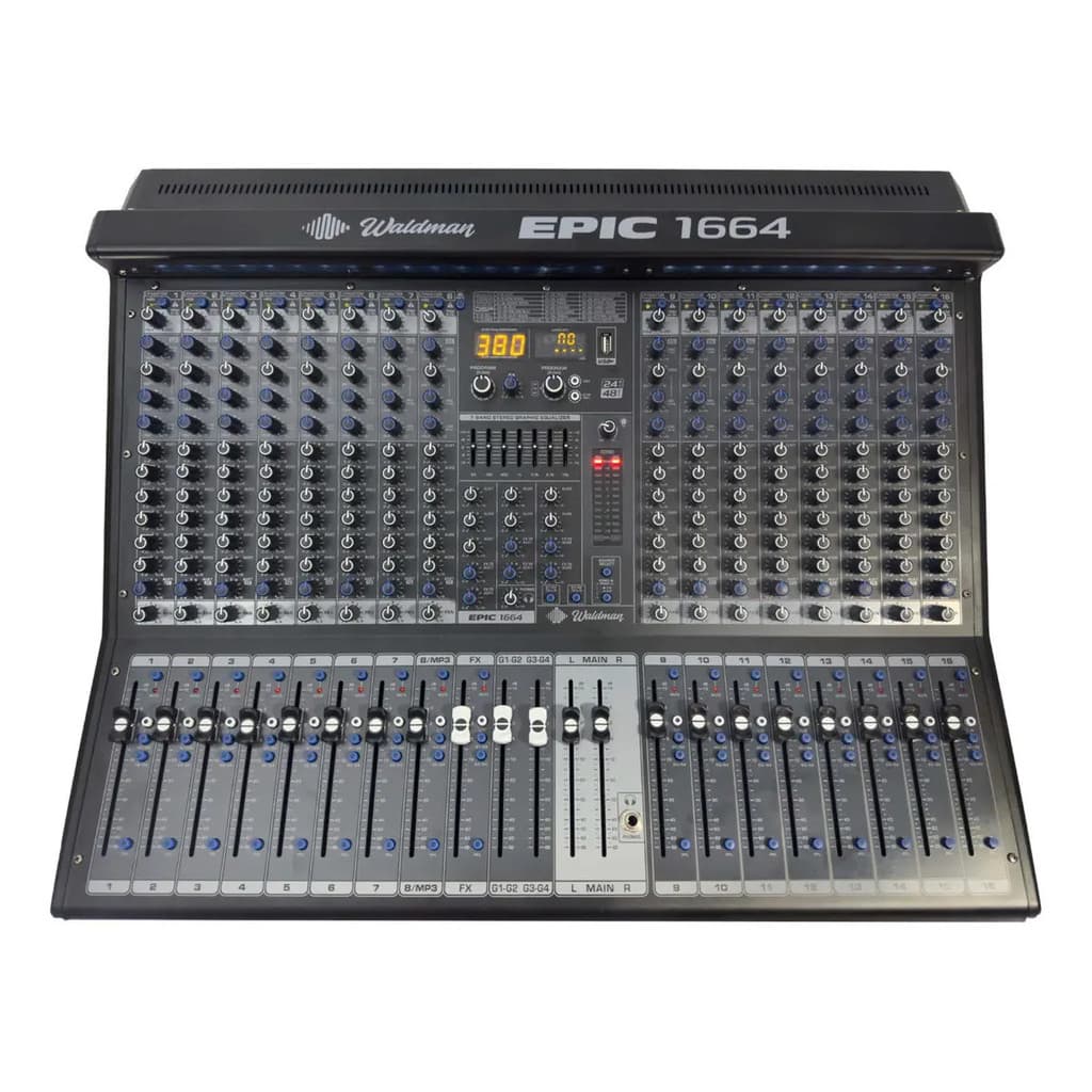 Mesa De Som Com 16 Canais 7 Aux Bluetooth Waldman Epic-1664