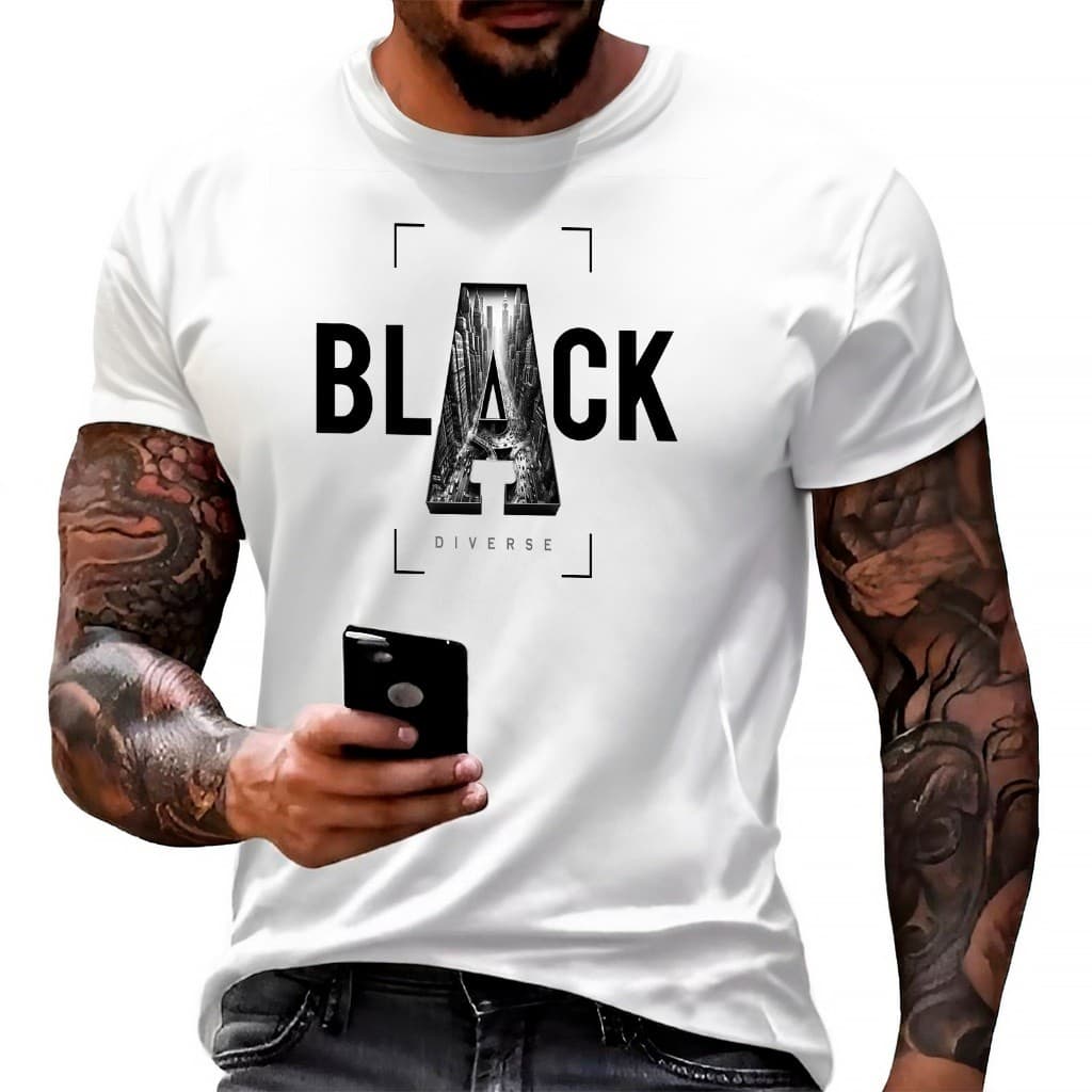 Camiseta Masculina City Streetwear Camisa Manfinity 100 Algodão casual estilosa e básica