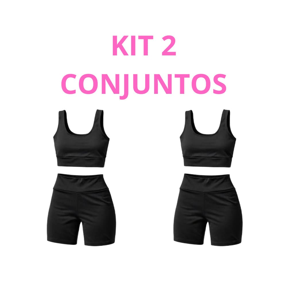 Kit 2 Conjuntos de Academia Feminino - Top e Short Legging - Conforto e Estilo para Seus Treinos Fitness