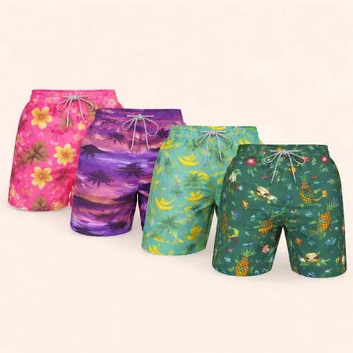 Kit 4 Short Tactel Praia Masculino Secagem Rápida Verão Surf