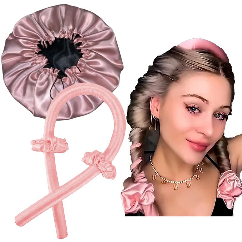 Kit Modelador de Cachos em Cetim + Touca de Cetim Dupla Face com Regulador