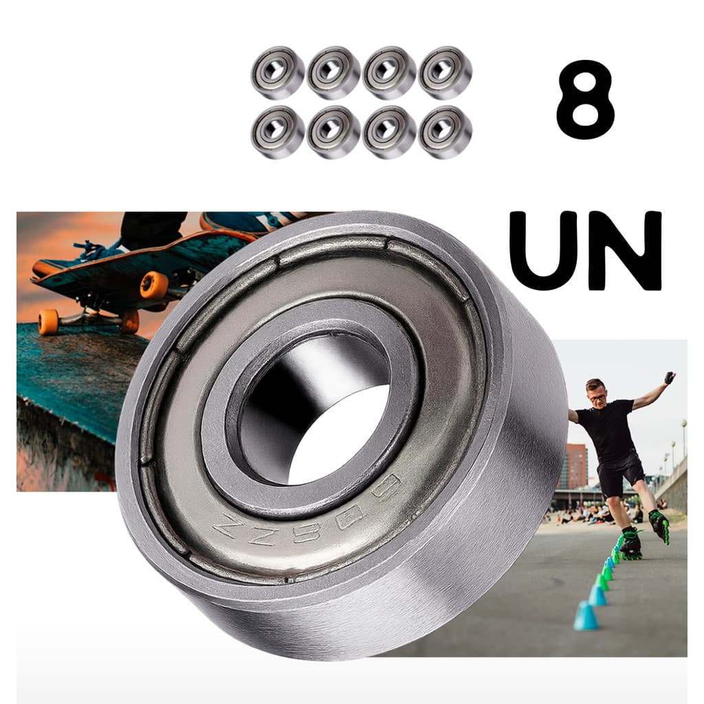 8 Rolamentos 608 ZZ Semiprofissional Patinete Patins LongBoard Skate Blindado 8X22X7 Carbono Abec Alta Qualidade