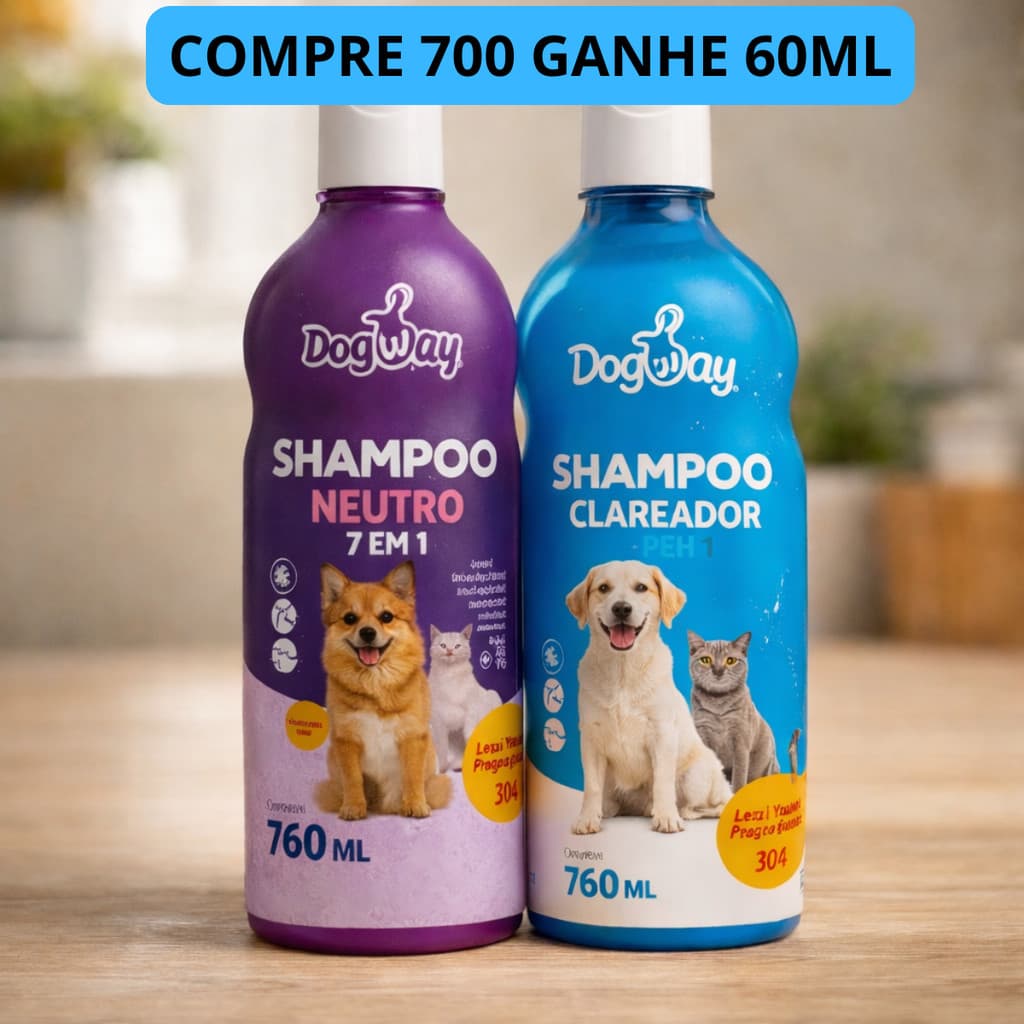 Shampoo neutro  DogWay 7 em 1 760ML – Limpeza, Brilho e Proteção Completa para Cães e Gatos