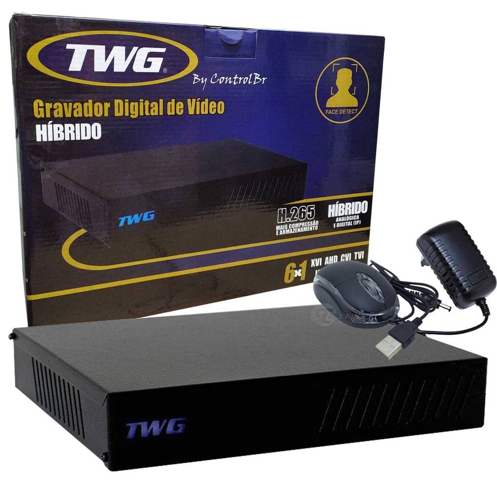 Gravador DVR 4 Canais TWG – Modelo 5204, 6x1, H.265+, Full HD 1080P