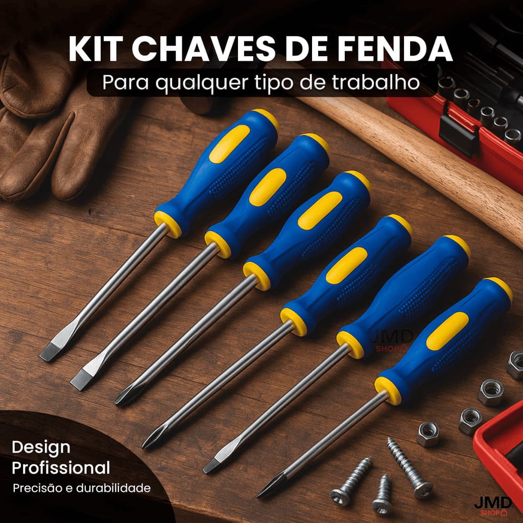 Kit Jogo Chave De Fenda E Phillips Com 6 Peças Ferramentas Aço Cromo