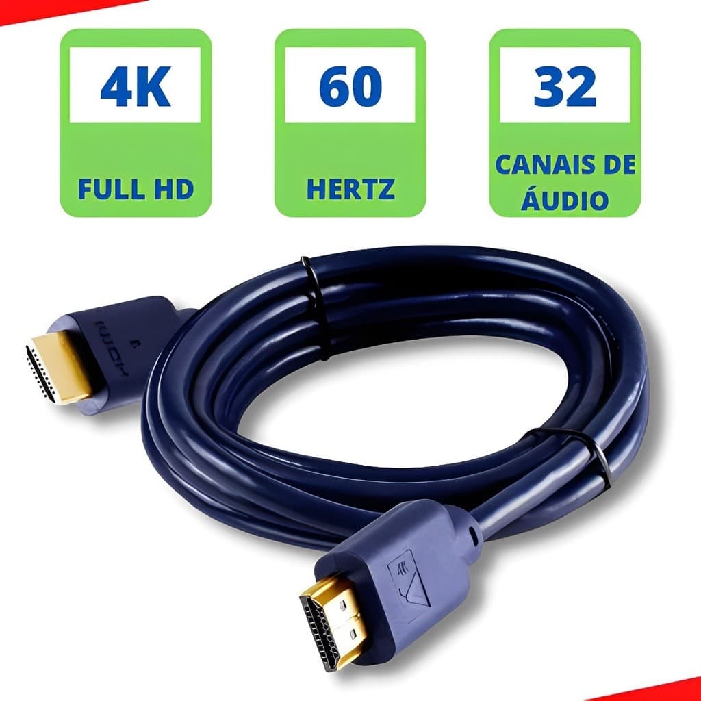 Cabo Hdmi 1 Metro Blindado 2.0 Ethernet 4k 3d 2160p