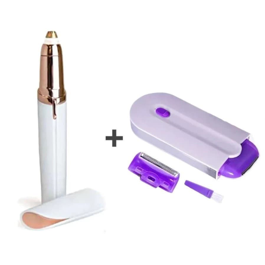Kit de cuidados femininos lápis para sobrancelha + Depilador recarregável sem fio 2 em 1