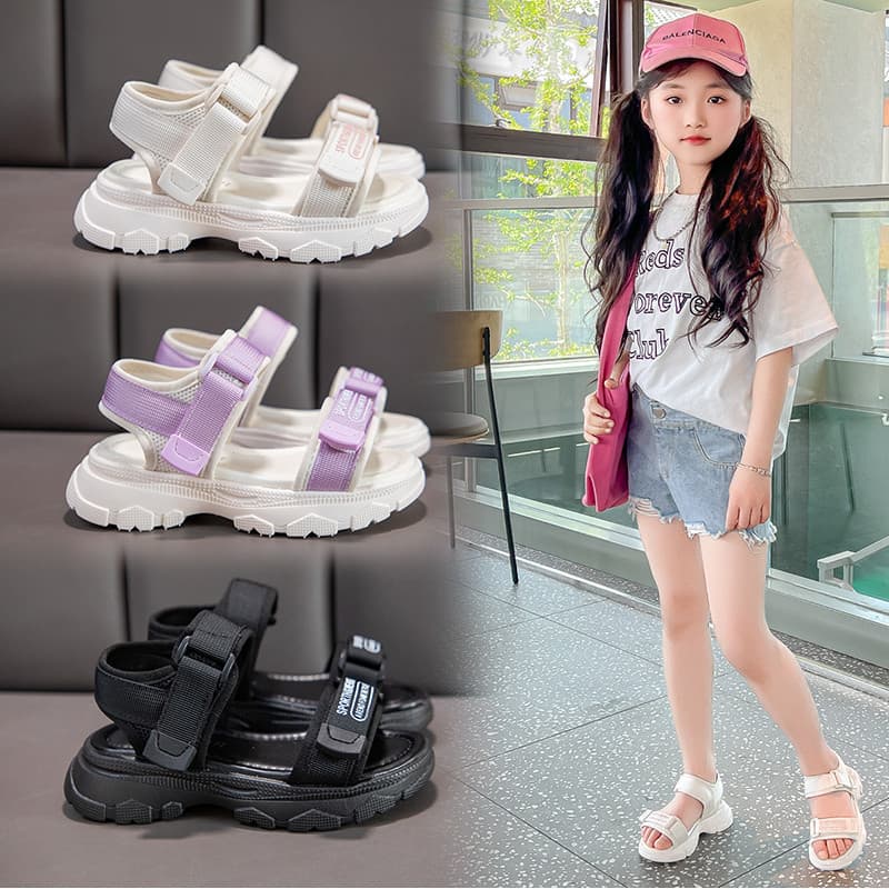 Meninas sandálias 2026 verão novo estilo meninos sapatos antiderrapante sola macia médio grande crianças sapatos de prai