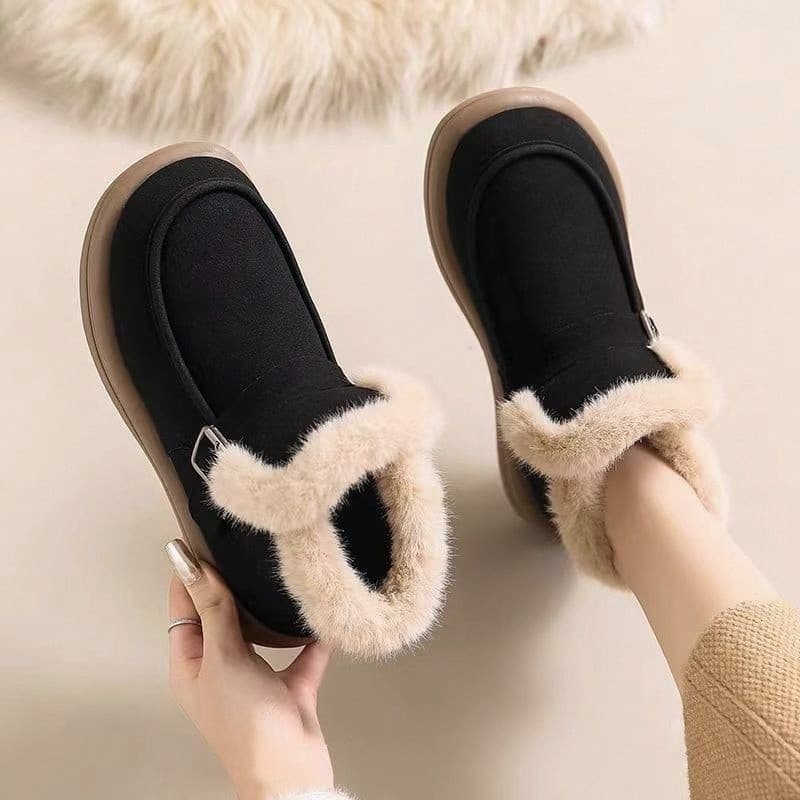 Sapatos de algodão resistentes ao desgaste preguiçoso feminino inverno antiderrapante botas curtas engrossado 2026 Casua